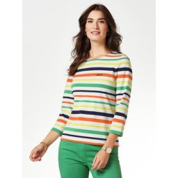 Walbusch Damen Ringelshirt Auszeit gestreift Grasgrün Multicolor