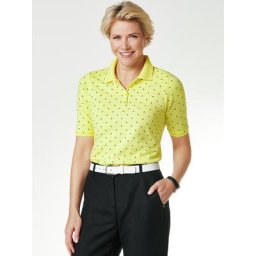 Walbusch Damen Poloshirts normale Größen Gelb gemustert luftdurchlässig