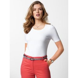 Walbusch Damen Shirts Weiß einfarbig