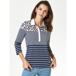 Walbusch Damen Blusenpolo la Ville gemustert Mandarine