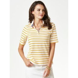 Walbusch Damen Poloshirts Gelb gestreift