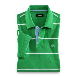 Walbusch Herren Pique Polo Strandläufer gestreift Grün gestr.