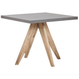 Gartentisch Grau Faserzement quadratisch 90x90 cm Akazienholz-Gestell rustiklaler Look Gartenausstattung Gartenmöbel Garten und Terrasse