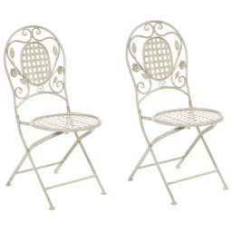 Gartenstuhl cremeweiß Metall 2er Set zusammenklappbar Balkon Terrasse Garten romantisch