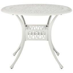 Gartentisch weiß Aluminium runde Form Bistro Retro-Optik