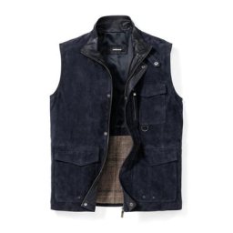 Walbusch Herren Ziegenvelours Taschenweste einfarbig Marine