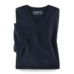 Walbusch Herren T Shirt V Ausschnitt einfarbig Marine