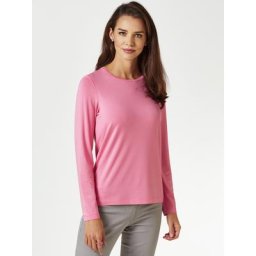 Walbusch Damen Viskose Shirt Langarm einfarbig Pink