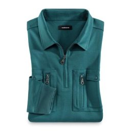 Walbusch Herren Bügelfrei Touring Blouson Langarm einfarbig Lagune