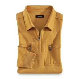 Walbusch Herren Bügelfrei Touring Blouson Langarm einfarbig Safran