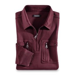 Walbusch Herren Bügelfrei Touring Blouson Langarm einfarbig Dunkelrot