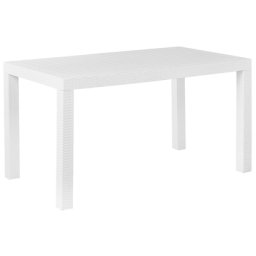 Gartentisch Weiß 140 x 80 cm aus Kunststoff Rattanoptik für 6 Personen quadratisch Balkon / Terrasse / Gartenzubehör Outdoormöbel Modern