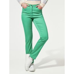Walbusch Damen Jeanshose Regular Fit Gruen einfarbig atmungsaktiv elastisch flexibler Bund