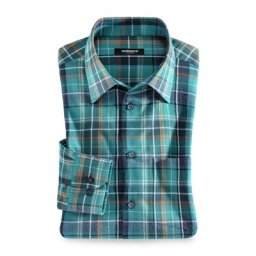 Walbusch Herren Hemd Thermoflanell Melangekaro kariert Lagune/Terra