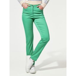 Walbusch Damen Jeans-Hose Regular Fit Gruen einfarbig atmungsaktiv elastisch flexibler Bund