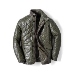 Walbusch Herren Steppleder Jacke einfarbig Khaki