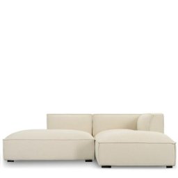 Ecksofa AUSTER - Ecksofa rechts, Bouclé Himalaya Weiß & schwarzes Holz, B260