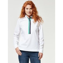 Walbusch Damen Extra Bequem Polobluse einfarbig Weiß