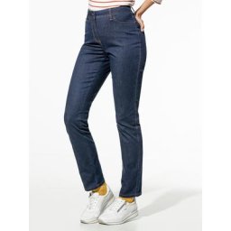 Walbusch Damen Jeanshose Regular Fit Blau einfarbig atmungsaktiv elastisch flexibler Bund ultraleicht