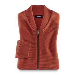 Walbusch Herren Zip Jacke Ottoman einfarbig Zimt