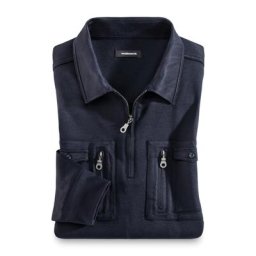 Walbusch Herren Bügelfrei Touring Blouson Langarm einfarbig Marine