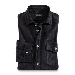 Walbusch Herren Hemd-Jacke nicht notwendig Kent-Kragen Blau einfarbig