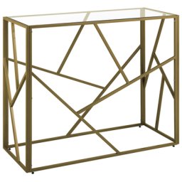 Konsolentisch Gold 40 x 100 cm Glas Metallgestell Modern Industriell