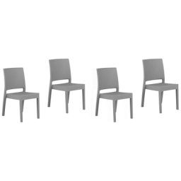 Gartenstühle im 4er Set Hellgrau Rattanoptik Outdoor Balkon