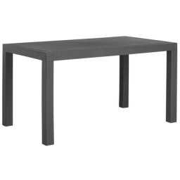 Gartentisch graphitgrau Rattanoptik 140 x 80 cm Outdoor