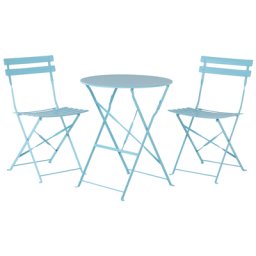 Balkonset Blau Stahl Terrasse Garten Outdoor Minimalistisch
