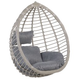 Hängesessel Grau Rattan inkl. Kissen Outdoor Indoor Boho Stil