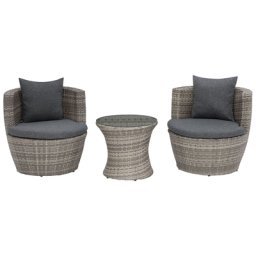 Gartenset grau Polyrattan 2 Personen Rund Boho