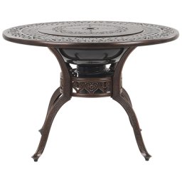 Gartentisch Rund Dunkelbraun Metall Retro Grillfunktion Elegant Bistromöbel