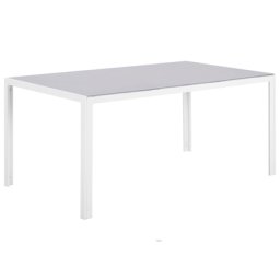 Gartentisch Grau Weiß 160 x 90 cm Aluminium Glasplatte Starke Aluminiumgestell Outdoor Rechteckig Modern
