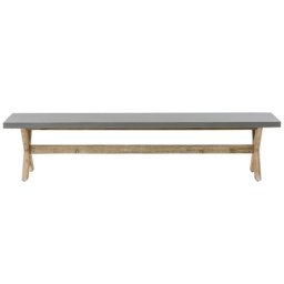 Gartenbank Grau Beton Akazienholz-Gestell für 3 Personen robuster Look Gartenausstattung Gartenmöbel Garten und Terrasse
