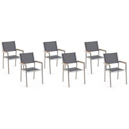 Gartenstühle 6er Set Grau Polyester Edelstahl Modern Terrasse Outdoor