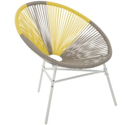 Balkonstuhl Beige Gelb Polyrattan Spaghetti-Optik Modern Mexikanischer Stil Outdoor Balkon Terrasse Garten Möbel