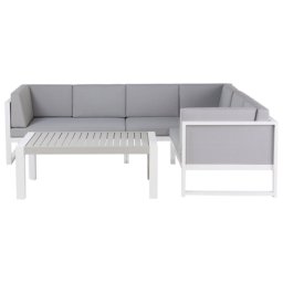 Gartenset Weiß Grau Aluminium inkl. Auflagen 6-Sitzer Terrasse Outdoor Scandi Stil