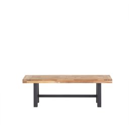 Bank Braun / Schwarz aus Akazienholz schwarze Beine rustikal Indoor Outdoor