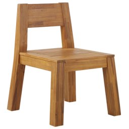 Gartenstuhl Hellbraun Akazienholz mit Rückenlehne rustikaler Stil Balkon Terrasse Outdoor Indoor Möbel Gartenausstattung