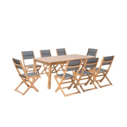 Gartenmöbel Set Akazienholz Textil 8-Sitzer Terrasse Outdoor Rustikal Landhaus