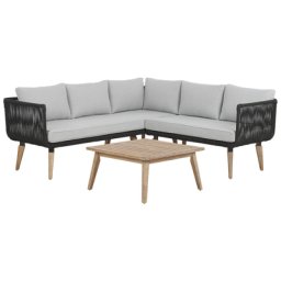 Gartenmöbel 5er Set Taupe und Schwarz aus Akazienholz Modern mit quadratischer Tisch 75 x 75 cm Modern