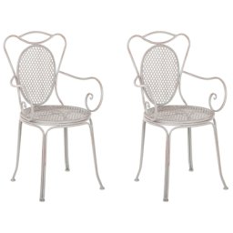Gartenstuhl grau Metall 2er Set Balkon Terrasse Garten romantisch