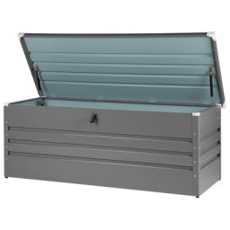 Auflagenbox grau Metall 165x70 cm Garten Terrasse