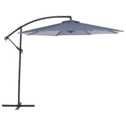 Ampelschirm Grau Polyester Rund ⌀ 300 cm Kreuzfuß Terrasse Garten