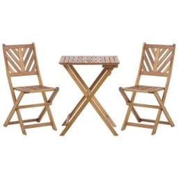 Balkonset Braun Akazienholz Tisch quadratisch 58x58 cm mit 2 klappbaren Stühlen Landhaus Stil Terrasse Balkon Garten Möbel