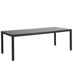 Gartentisch dunkelbraun Polyrattan Aluminium Sicherheitsglas 220x100 cm Outdoor