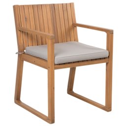 Gartenstuhl Hellbraun Taupe Akazienholz mit Sitzkissen Armlehnen Rustikal Terrasse