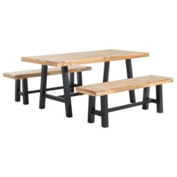 Gartenmöbel Set Hellbraun Schwarz Akazienholz 7-Sitzer Terrasse Outdoor Modern