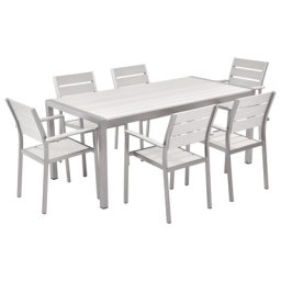 Gartenmöbel Set Weiß Aluminium Kunstholz 6-Sitzer Minimalistisch Terrasse Outdoor